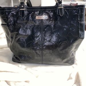 Coach Patent Leather Large Black Shiny Bag. 10/10